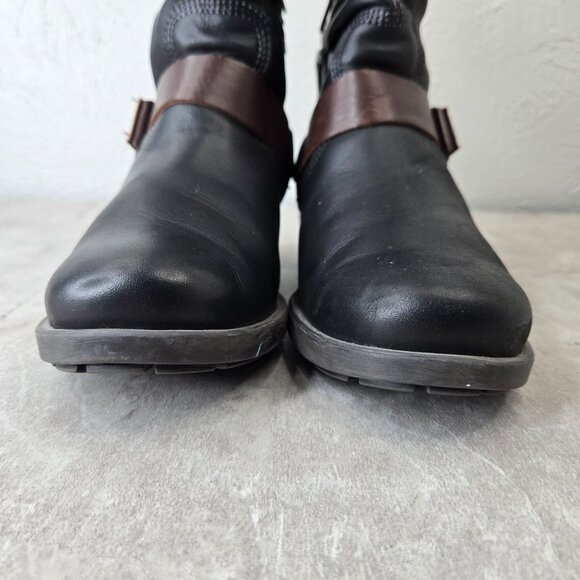 Pikolinos Moto Boots Womens 6.5-7 Black Leather Buckle Biker Block Heel Booties - Picture 3 of 14